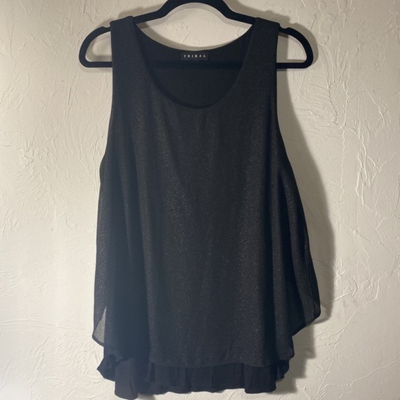 ✨ 🖤 “TRIBAL” Layered Sparkle Black Tank Top - Picture 6 of 7